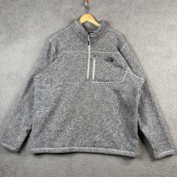 The North Face Sweater Mens XXL 1/4 Zip Pullover Gray Fleece Lined High Neck - Picture 1 of 15